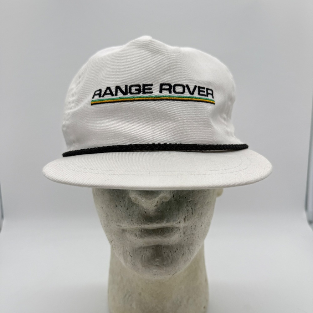 Vintage Range Rover Rope Hat White Embroidered Logo Adjustable Strapback Cap